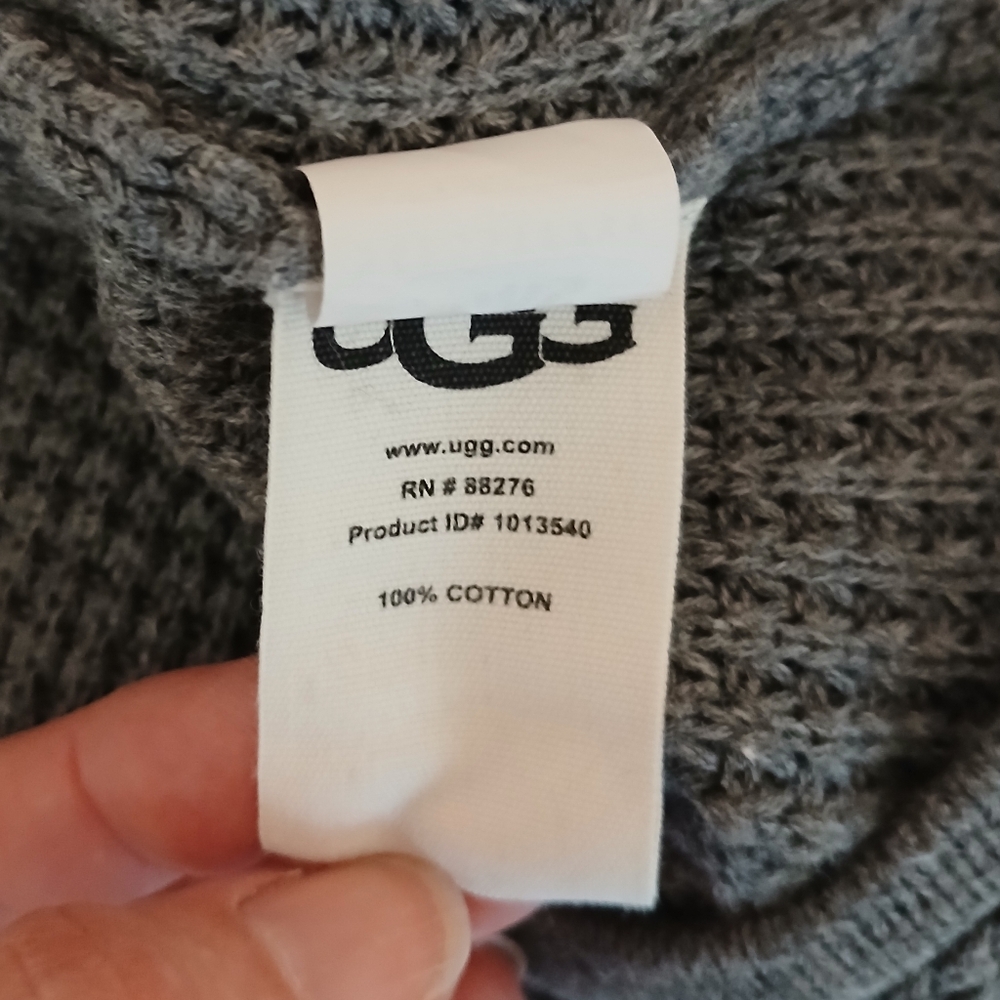 AMAZING LIKE NEW Ladies UGG Waffle Knit Tunic Hi Lo Short Sleeve Sweater Large - Picture 7 of 8